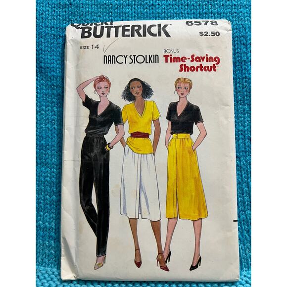 Butterick pattern 6578 v neck top skirt pants size 14 - Picture 1 of 5